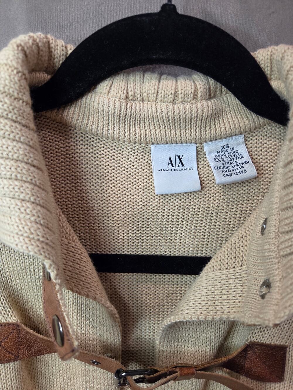 A/X Armani Exchange Leather Straps Cardigan Sweater cotton blend